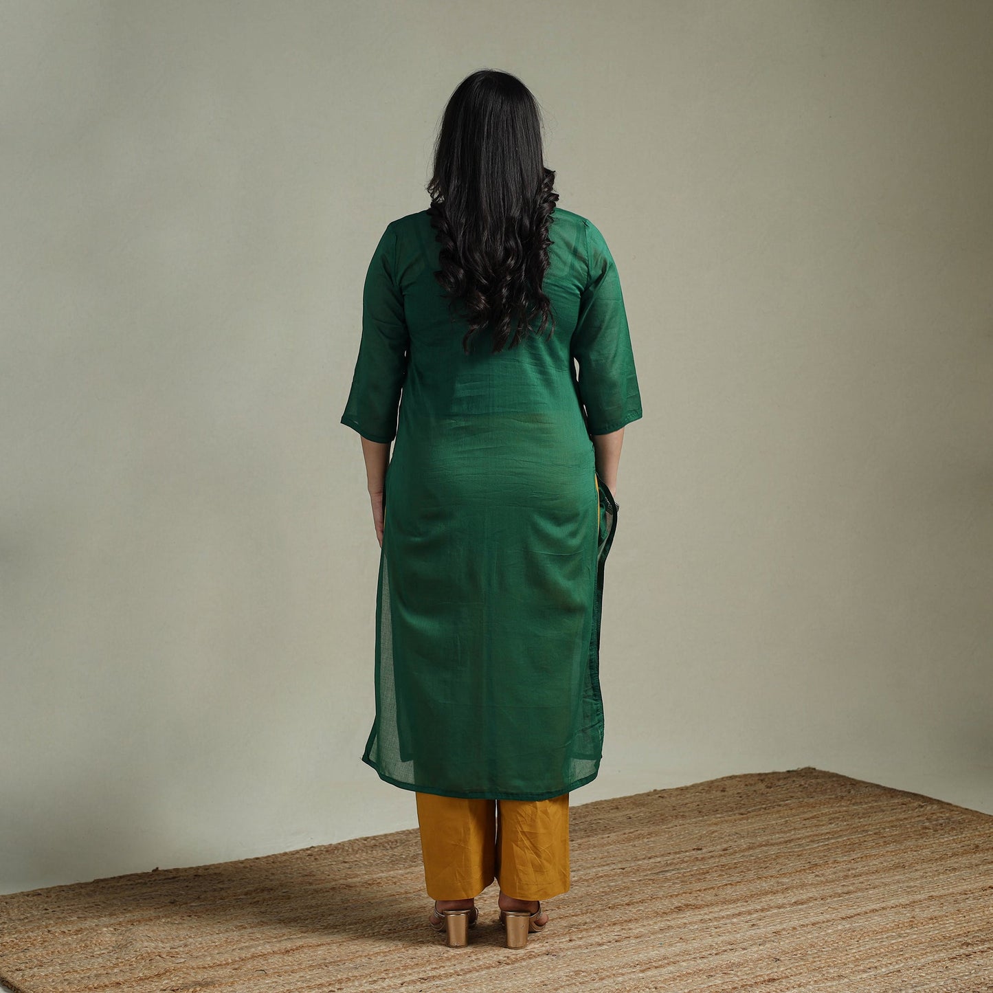 Mulmalai cotton plain dyed straight kurta 08 - handcrafted