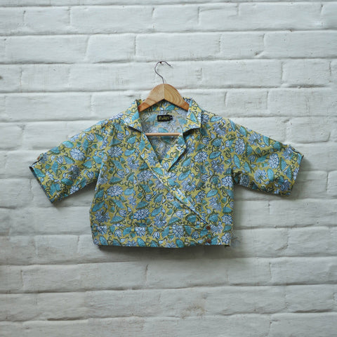 Buy Multicolor Block Print Cotton Sanganeri Stitched Blouse