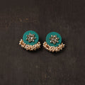 Green - naimat fabart earrings with kundan & beads