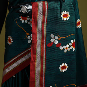 Nath work silk cotton khun saree 02 - handcrafted