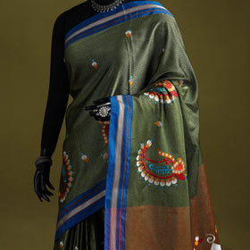 Nath work silk cotton khun saree 10 - handcrafted