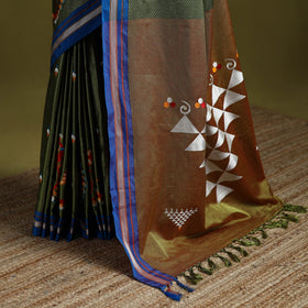 Nath work silk cotton khun saree 10 - handcrafted