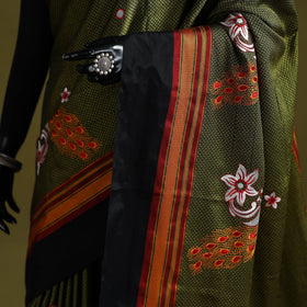 Nath work silk cotton khun saree 18 - handcrafted