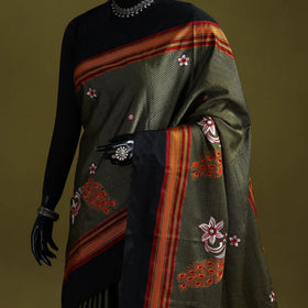 Nath work silk cotton khun saree 18 - handcrafted