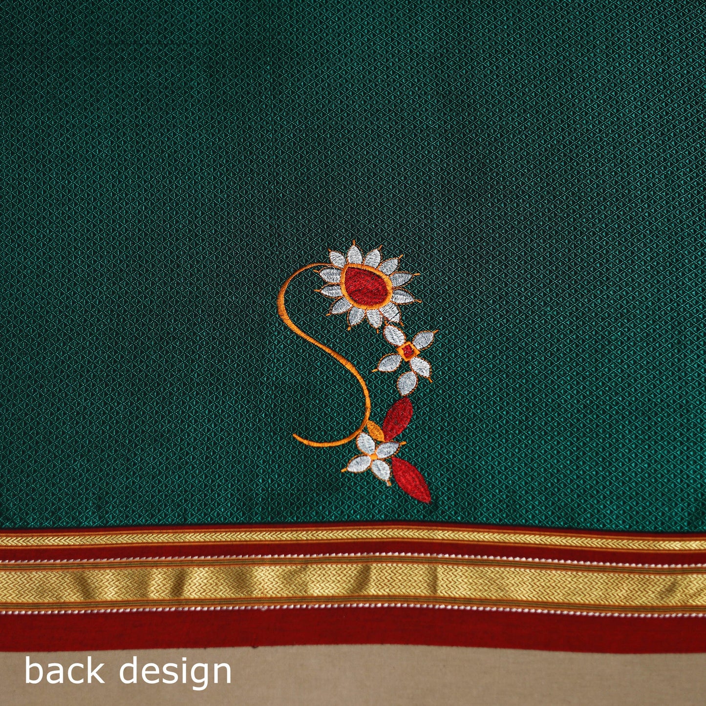 Green - nathani work mercerised cotton khun blouse piece 10