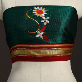 Green - nathani work mercerised cotton khun blouse piece 10