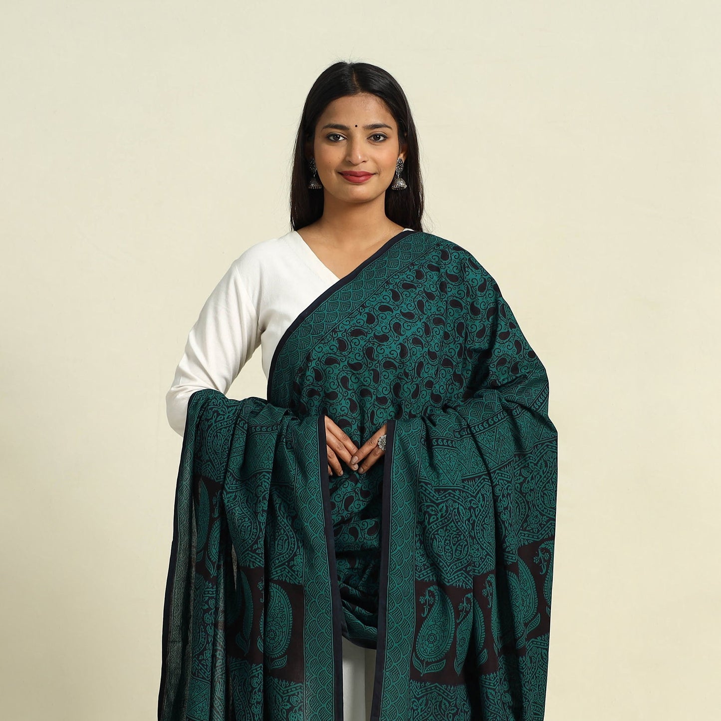 Buy Green - Natural Dye Mul Cotton Bagh Print Dupatta