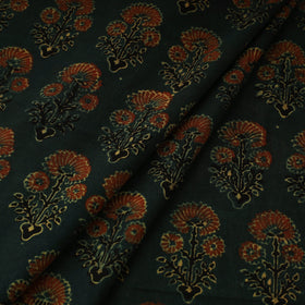 Green Natural Dyed 3 Kaam Block Print Cotton Ajrakh Fabric