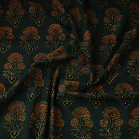 Green Natural Dyed 3 Kaam Block Print Cotton Ajrakh Fabric