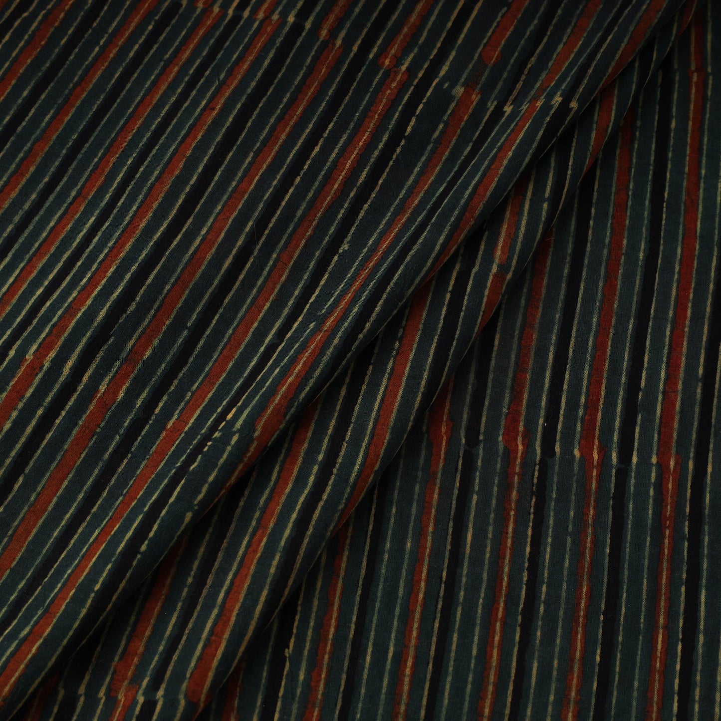 Green Natural Dyed 3 Kaam Block Print Cotton Ajrakh Fabric