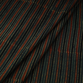 Green Natural Dyed 3 Kaam Block Print Cotton Ajrakh Fabric