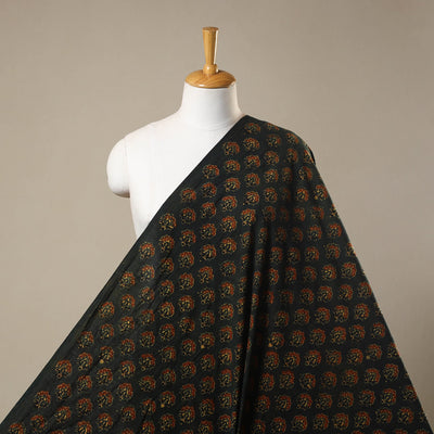 Green - natural dyed 3 kaam cotton fabric 63 - handcrafted