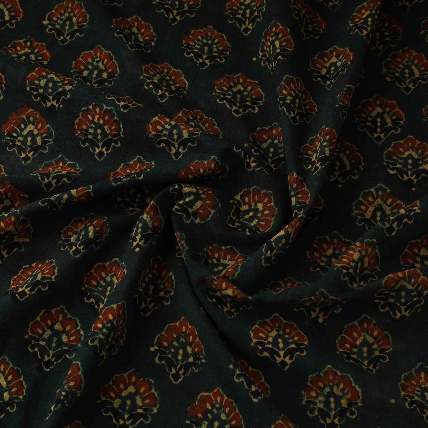 Green - natural dyed 3 kaam cotton fabric 63 - handcrafted