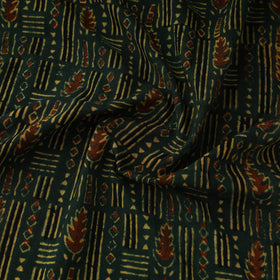 Green Natural Dyed 3 Kaam Block Print Cotton Ajrakh Fabric