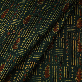 Green Natural Dyed 3 Kaam Block Print Cotton Ajrakh Fabric