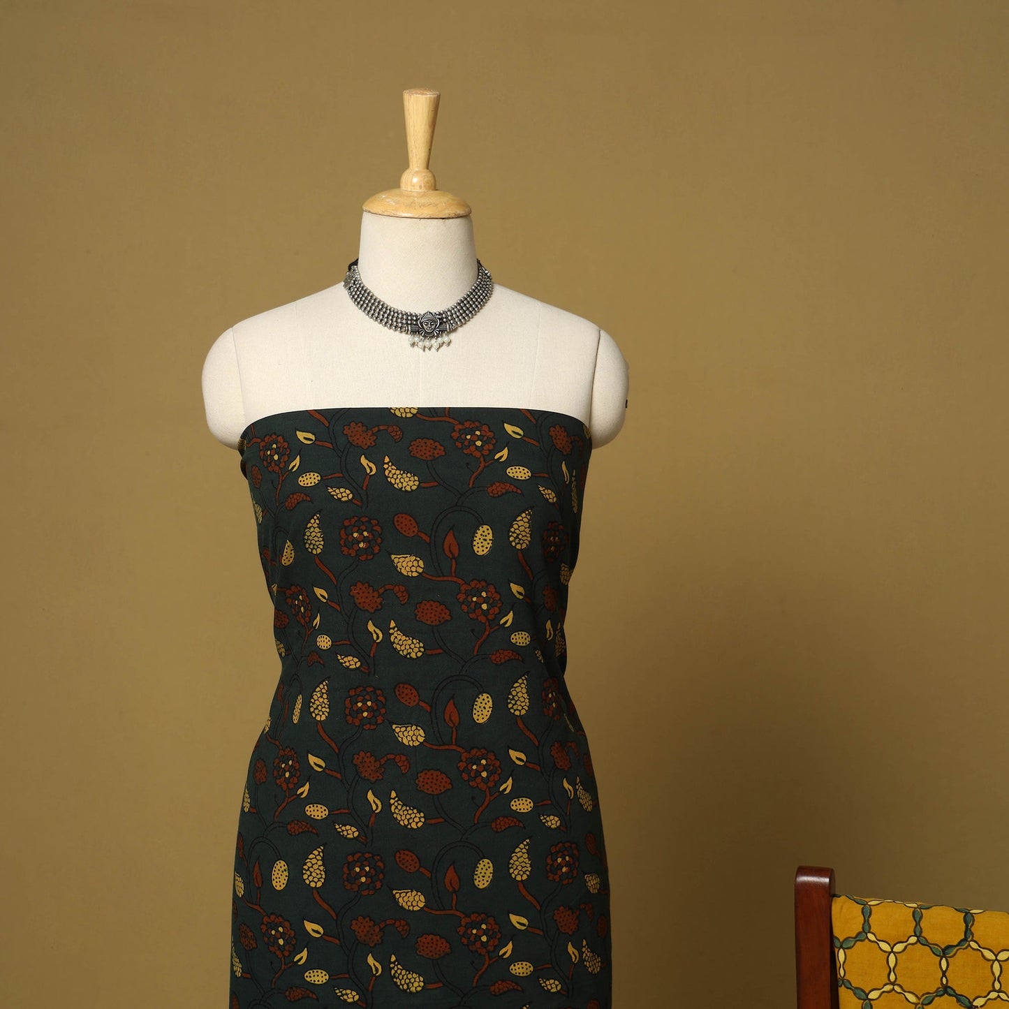 Green - natural dyed 3pc unstitched dress material 01