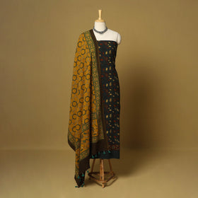 Green - natural dyed 3pc unstitched dress material 01