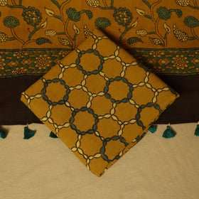 Green - natural dyed 3pc unstitched dress material 01