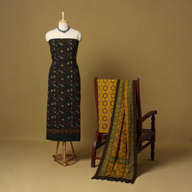 Green - natural dyed 3pc unstitched dress material 01