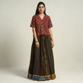 Buy Ajrakh Block Printed 24 Kali Patchwork Cotton Long Skirt 37 Online at iTokri.com