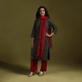 Natural dyed ajrakh hand block print cotton suit set