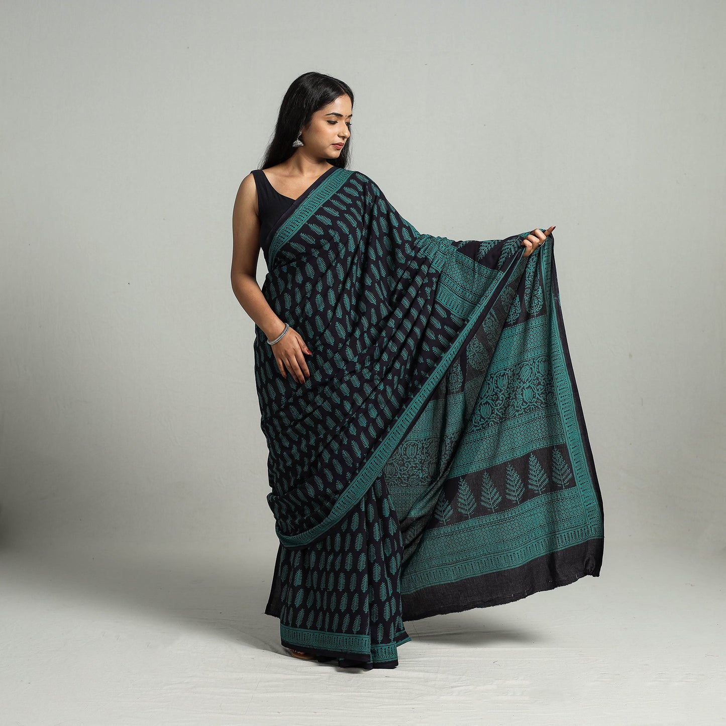 Green Bagh Print Cotton Saree Online from Madhya Pradesh