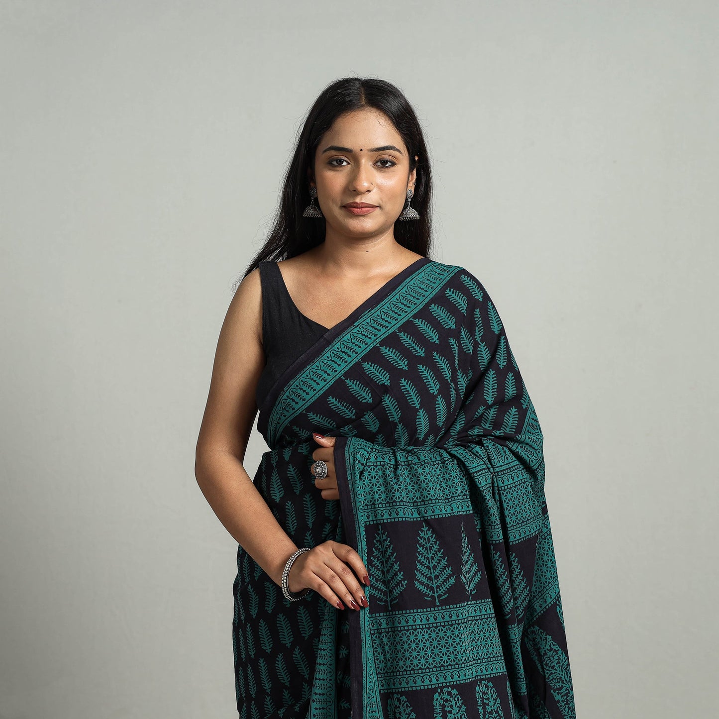 Green Bagh Print Cotton Saree Online from Madhya Pradesh