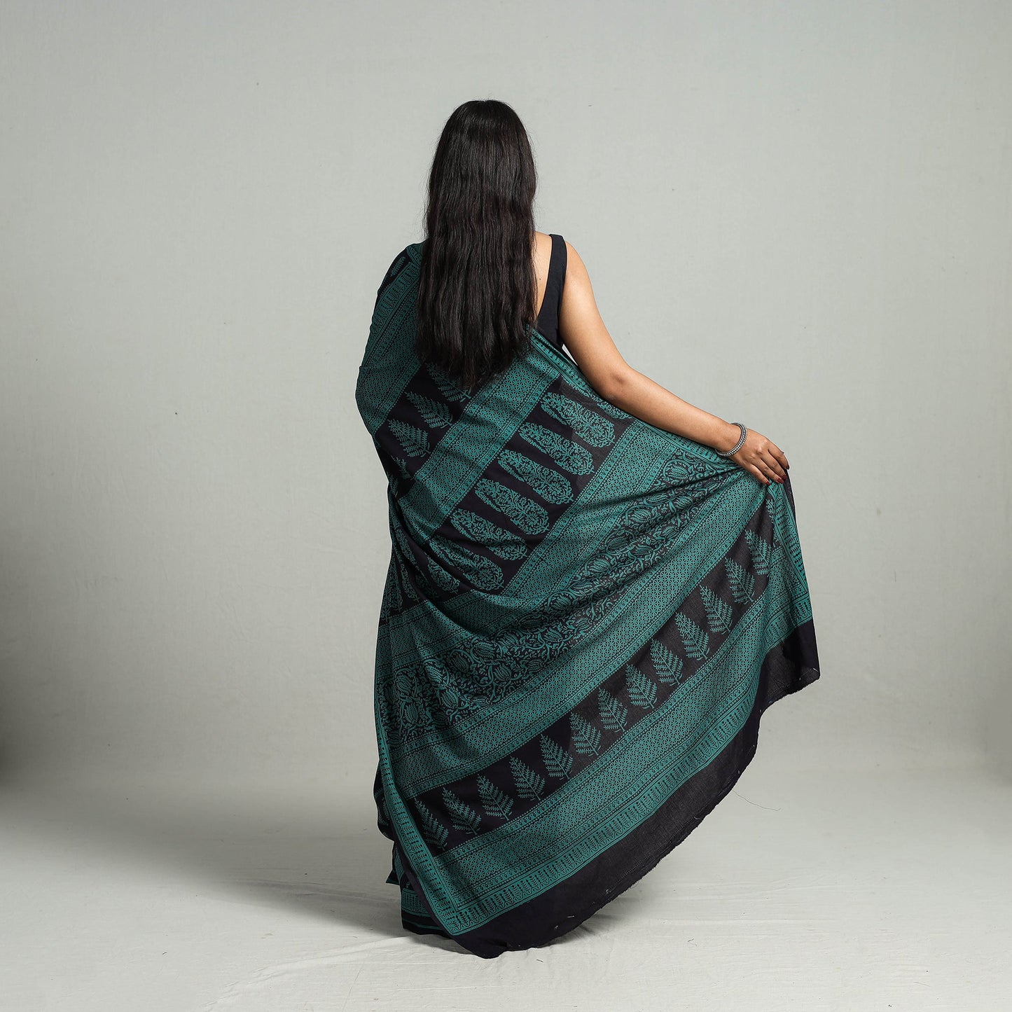 Green Bagh Print Cotton Saree Online from Madhya Pradesh