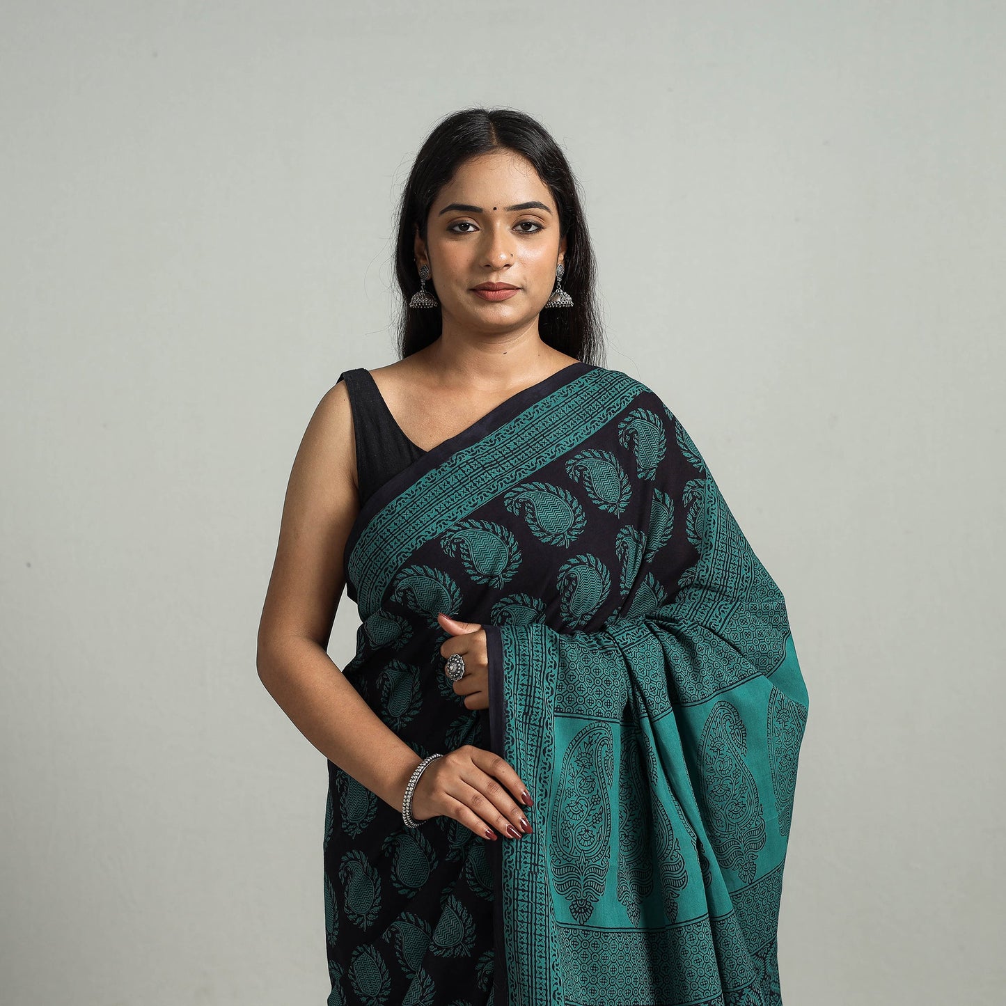Green Bagh Print Cotton Saree Online from Madhya Pradesh