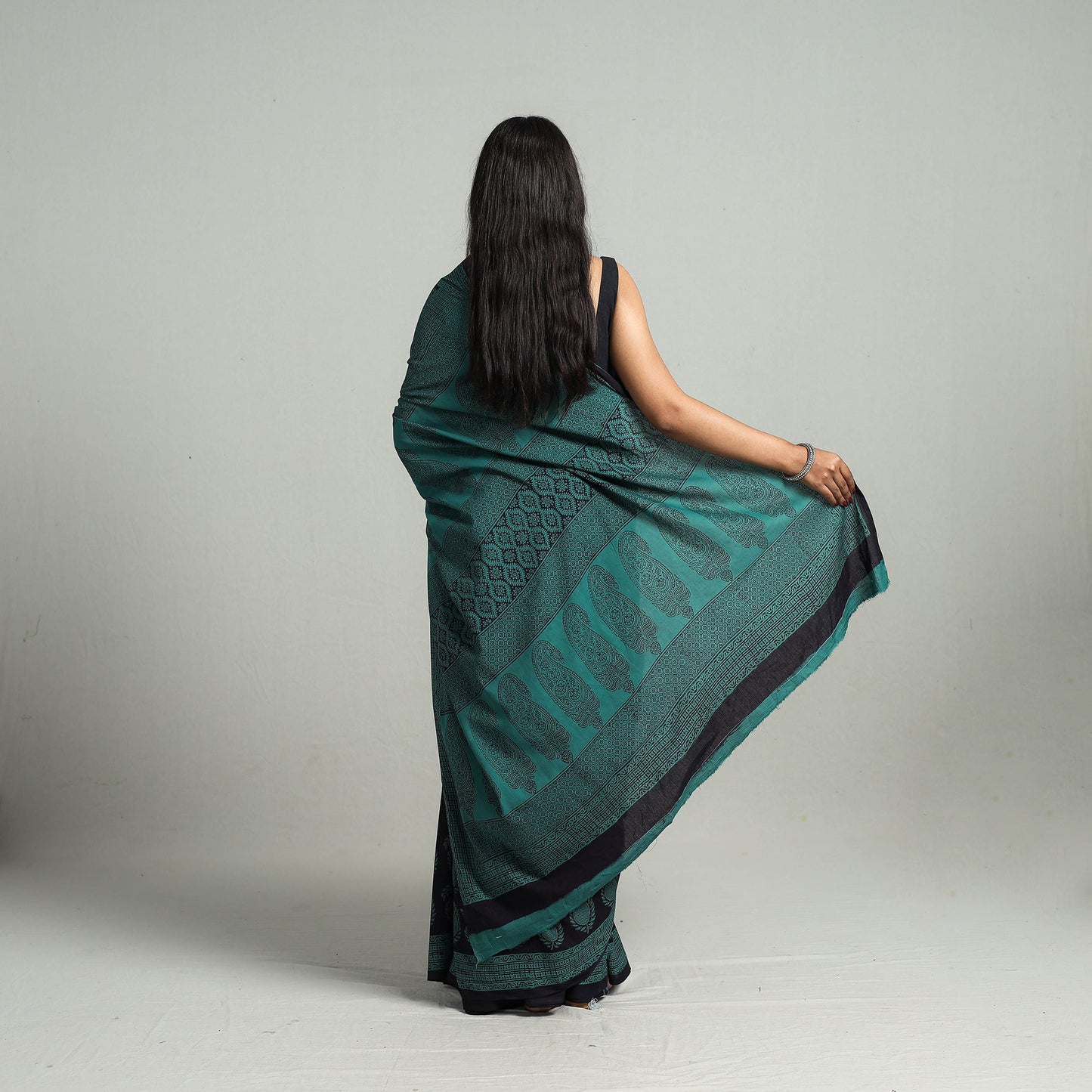 Green Bagh Print Cotton Saree Online from Madhya Pradesh