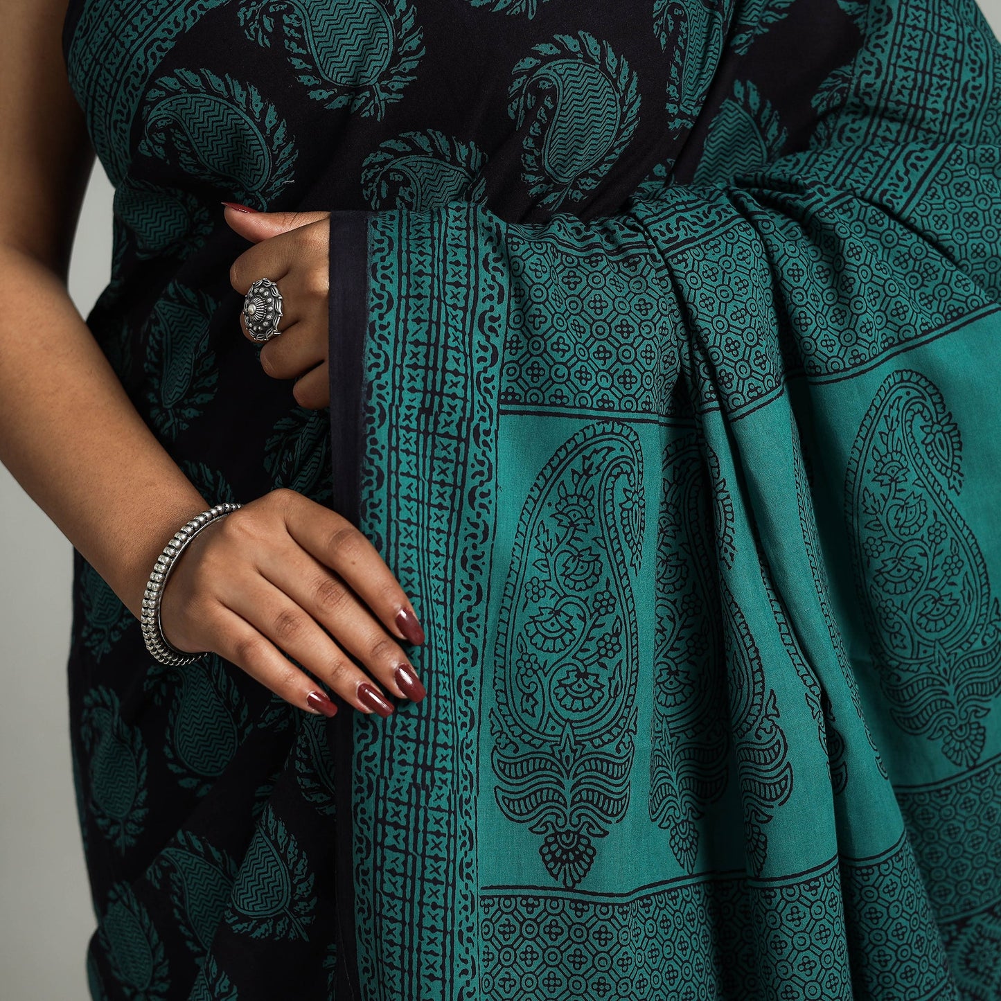 Green Bagh Print Cotton Saree Online from Madhya Pradesh