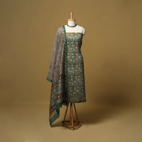 Natural dyed bagru chanderi silk 3pc unstitched dress