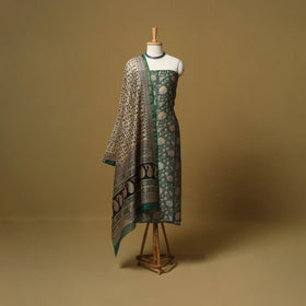 Natural dyed bagru chanderi silk 3pc unstitched dress