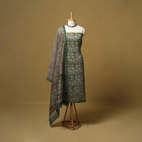 Natural dyed bagru chanderi silk 3pc unstitched dress