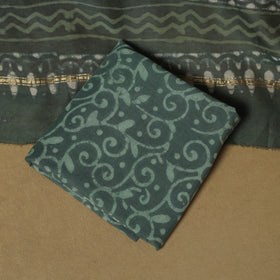 Natural dyed bagru chanderi silk 3pc unstitched dress