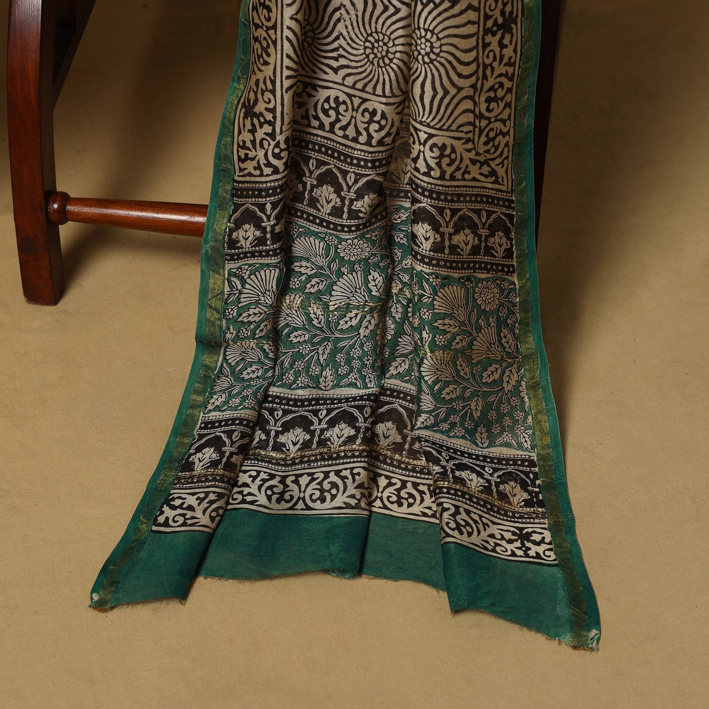 Natural dyed bagru chanderi silk 3pc unstitched dress