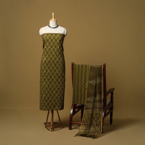 Natural dyed bagru cotton 3pc unstitched dress material 09