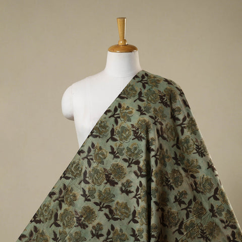 Green - natural dyed bagru dabu fabric 04 - handcrafted