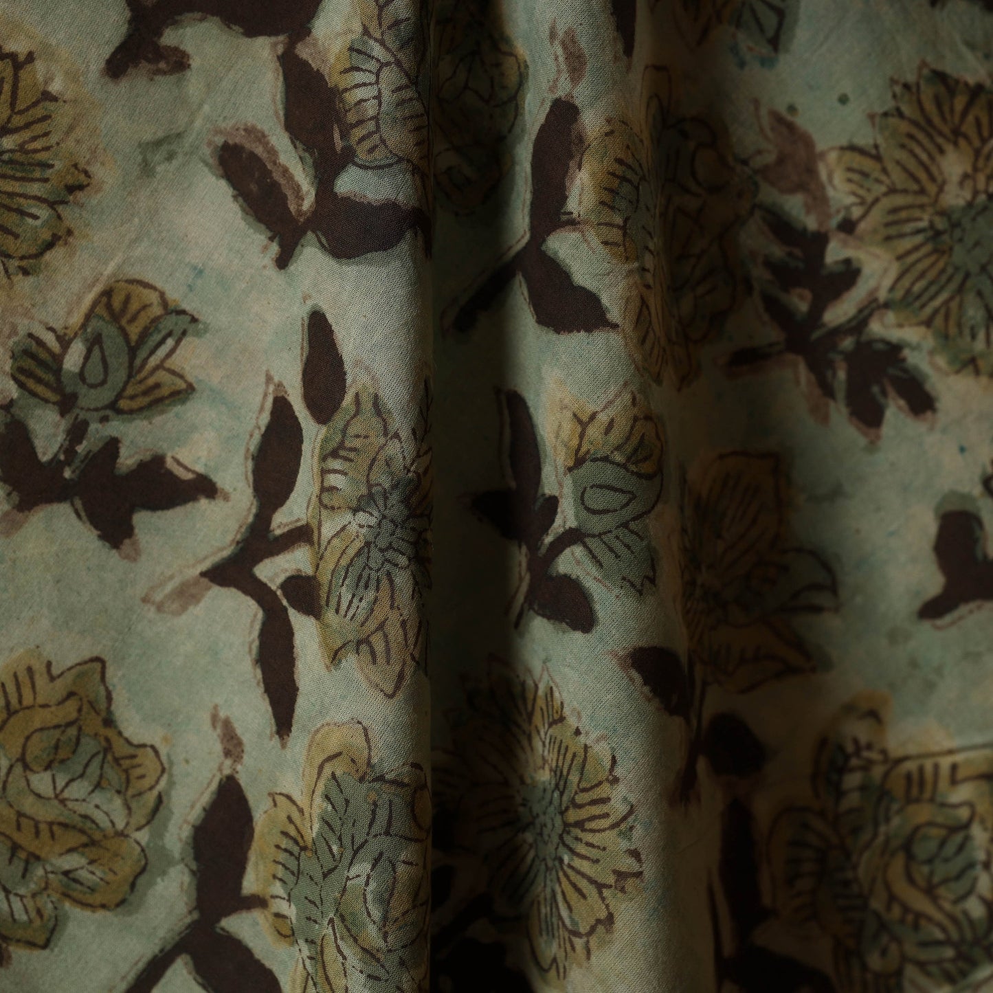 Green - natural dyed bagru dabu fabric 04 - handcrafted