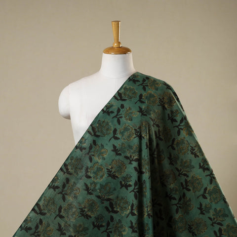 Green - natural dyed bagru dabu fabric 06 - handcrafted