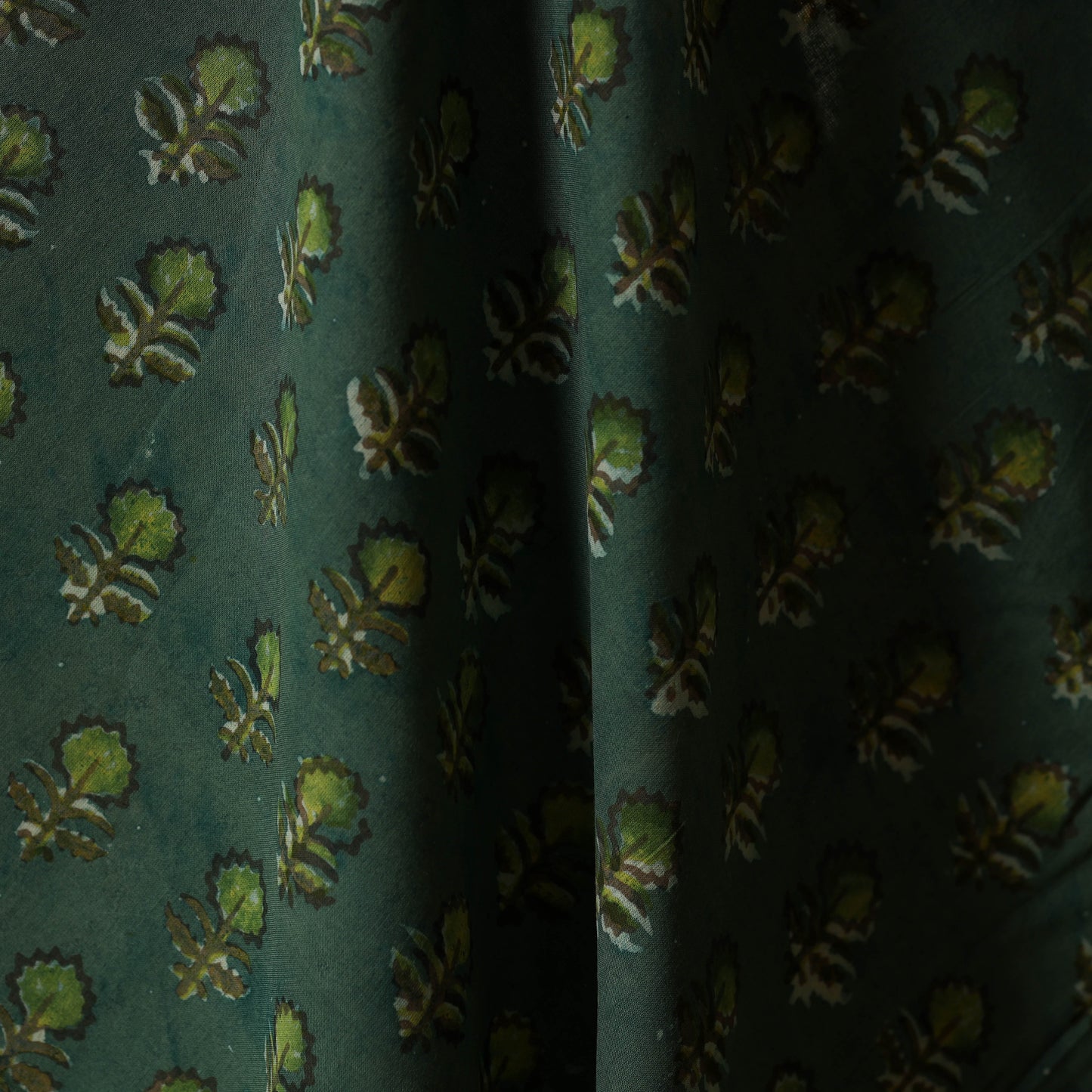 Green - natural dyed bagru dabu fabric 14 - handcrafted