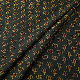 Green - natural dyed chanderi silk fabric 06 - handcrafted