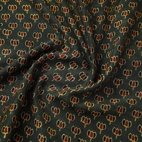 Green - natural dyed chanderi silk fabric 06 - handcrafted