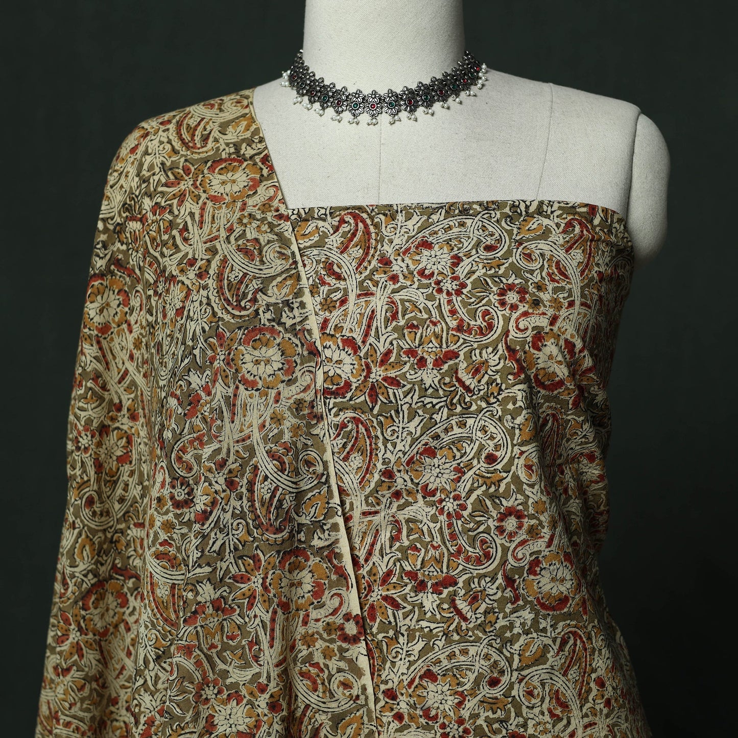 Natural dyed block print cotton pedana kalamkari 2pc