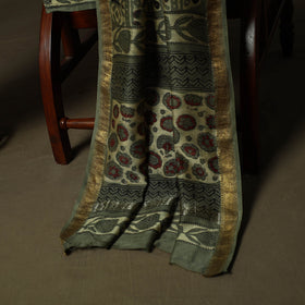 Natural dyed block print maheshwari silk vanaspati bagru