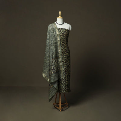 Natural dyed block print maheshwari silk vanaspati bagru