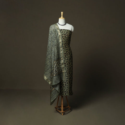 Natural dyed block print maheshwari silk vanaspati bagru