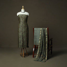 Natural dyed block print maheshwari silk vanaspati bagru