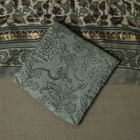 Natural dyed block print maheshwari silk vanaspati bagru