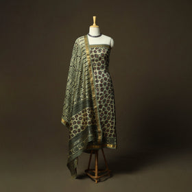 Natural dyed block print maheshwari silk vanaspati bagru
